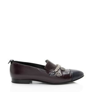Chanel Crackled Goatskin CC Charm Cap Toe Loafers - Size 7.5 / 37.5